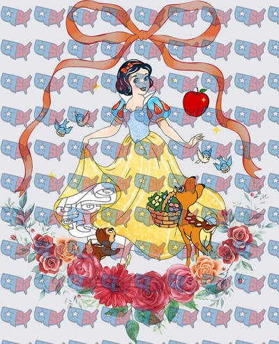 Fairytale Princess With Red Apple Floral Bow (DTF)