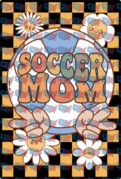 Groovy Soccer Mom Daisy Checkered Design (DTF)