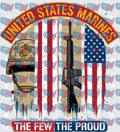 United States Marines The Few The Proud Flag Helmet Rifle (DTF)