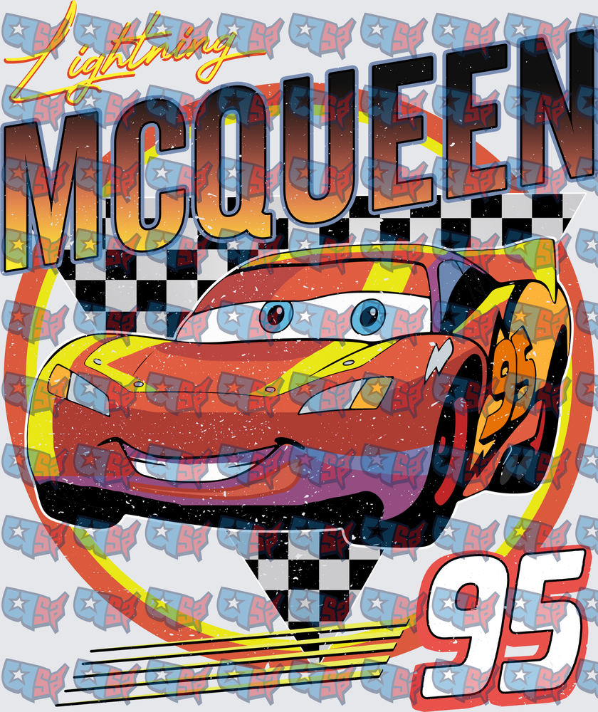 Lightning McQueen Number 95 Racing Car Vintage Distressed (DTF)