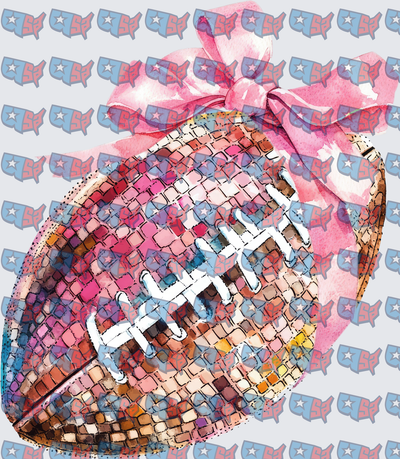 Disco Ball Football With Pink Bow (DTF)