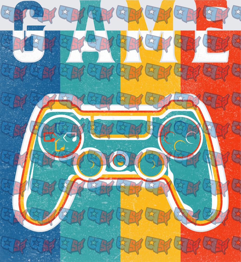 Retro Game Controller Colorful Stripe Design (DTF)