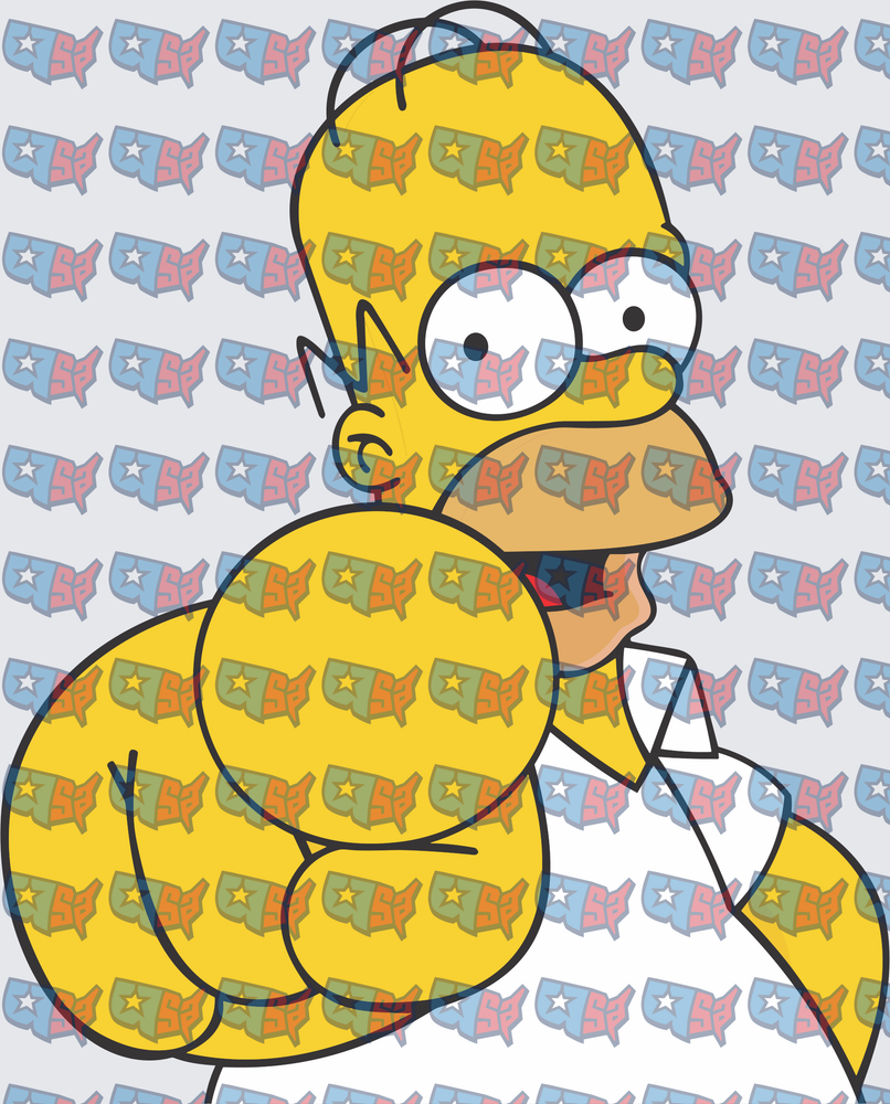 Bald Yellow Cartoon Dad Flexing Big Muscles (DTF)