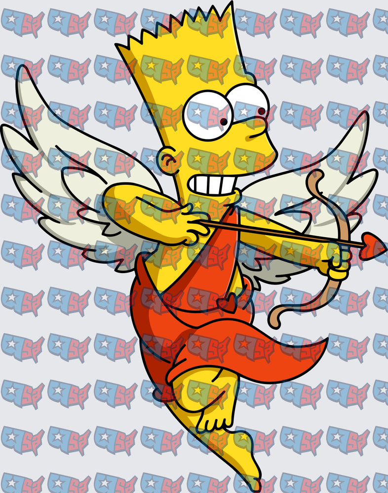 Bart Simpson Cupid Valentine Bow and Arrow Wings (DTF)