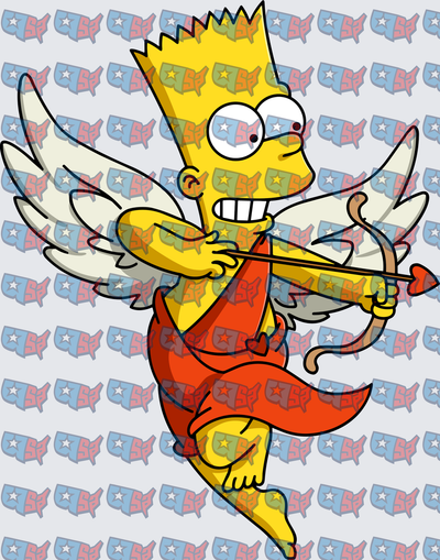 Bart Simpson Cupid Valentine Bow and Arrow Wings (DTF)