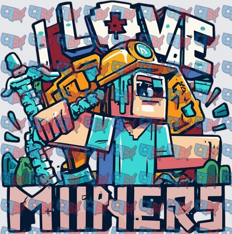 I Love Miners Blocky Character Graffiti Design (DTF)