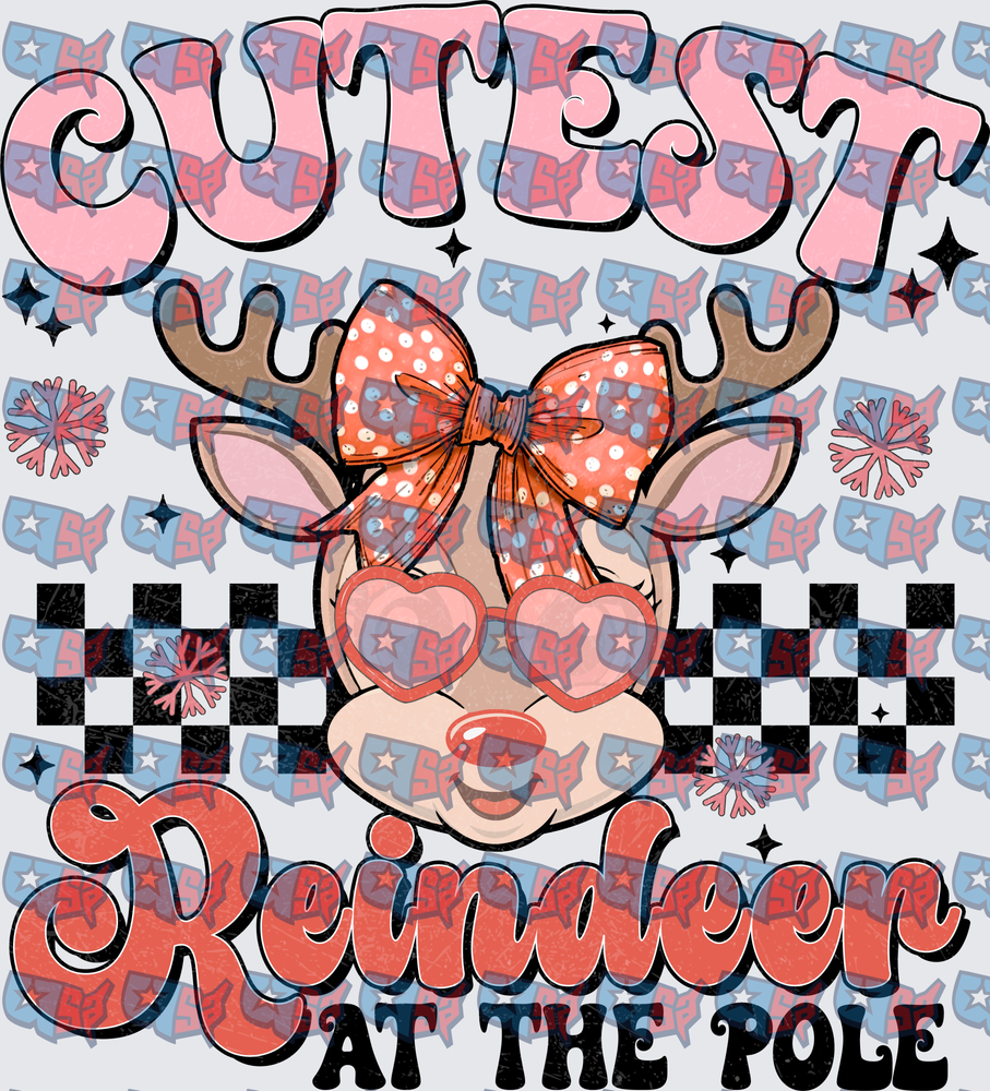Cutest Reindeer At The Pole Retro Christmas (DTF)