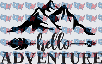 Hello Adventure Mountain Arrow Feather Design (DTF)