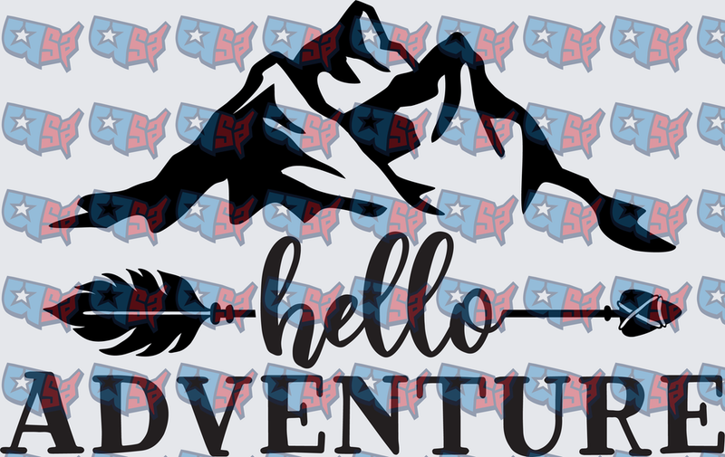 Hello Adventure Mountain Arrow Feather Design (DTF)