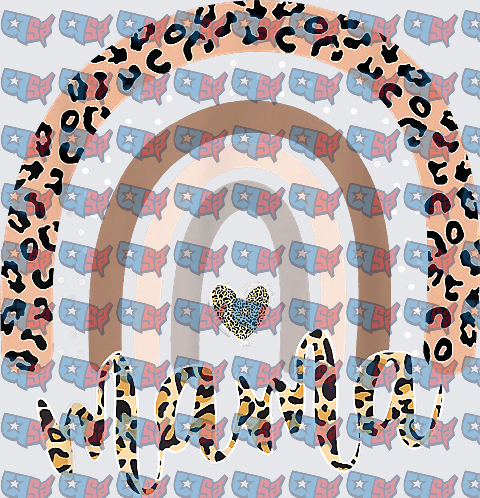 Mama Leopard Print Boho Rainbow With Heart (DTF)