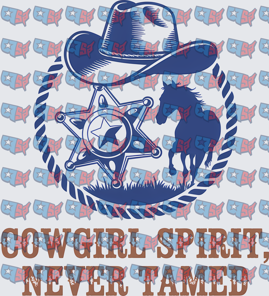Cowgirl Spirit Never Tamed Western Sheriff Star Horse (DTF)
