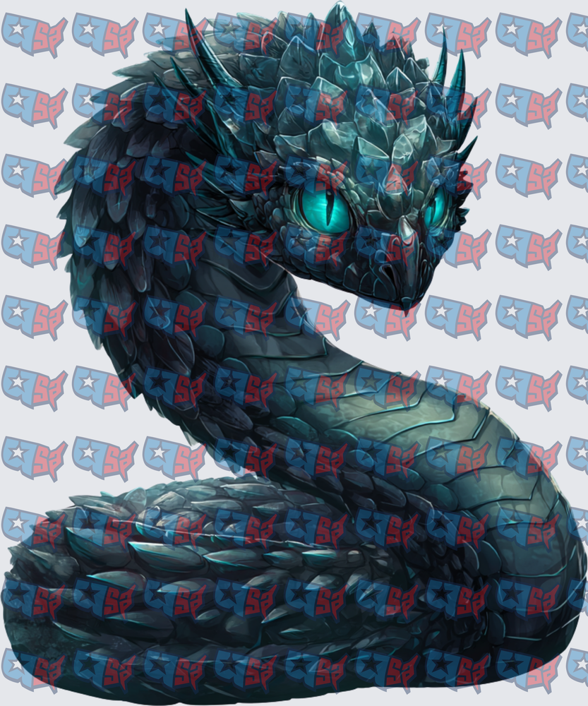 Dark Teal Armored Serpent Dragon Coiled (DTF)