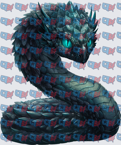 Dark Teal Armored Serpent Dragon Coiled (DTF)