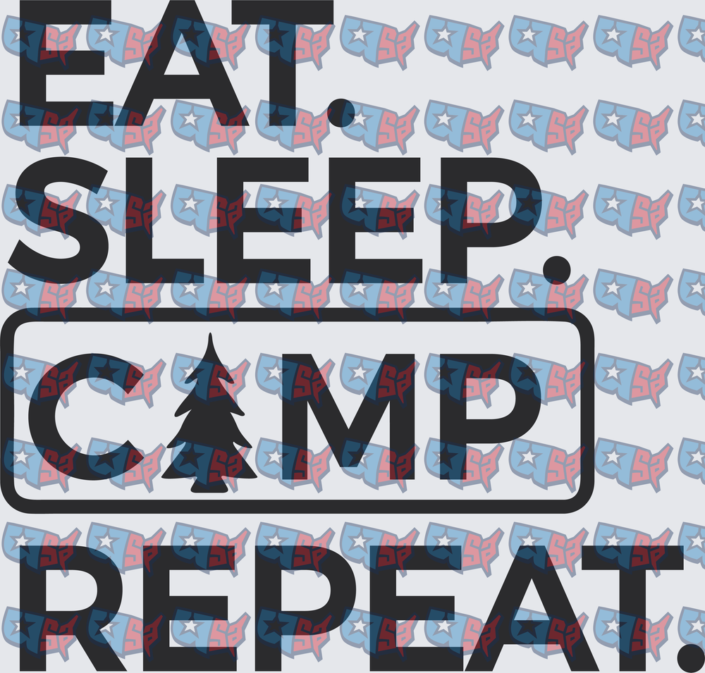 Eat Sleep Camp Repeat Pine Tree Graphic (DTF)