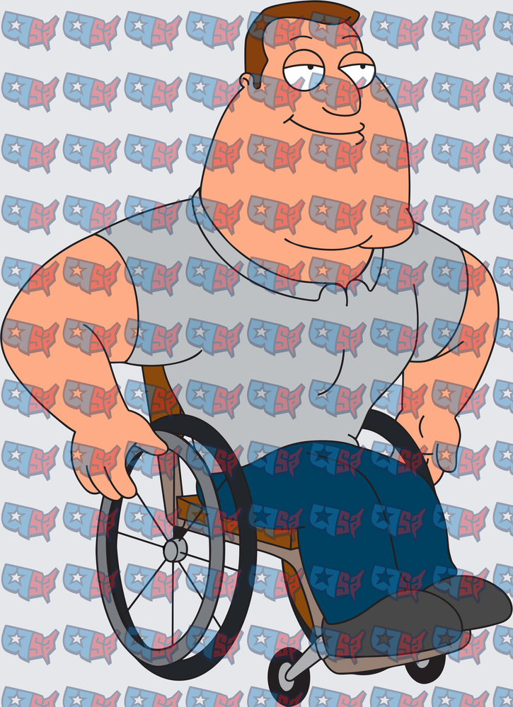 Muscular Animated Cop In Wheelchair Smirking (DTF)