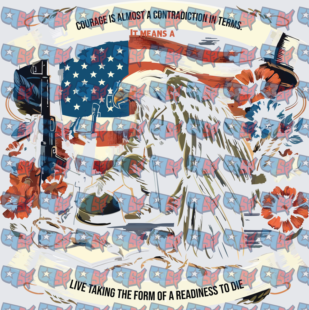 Patriotic Eagle American Flag Courage Quote Military (DTF)