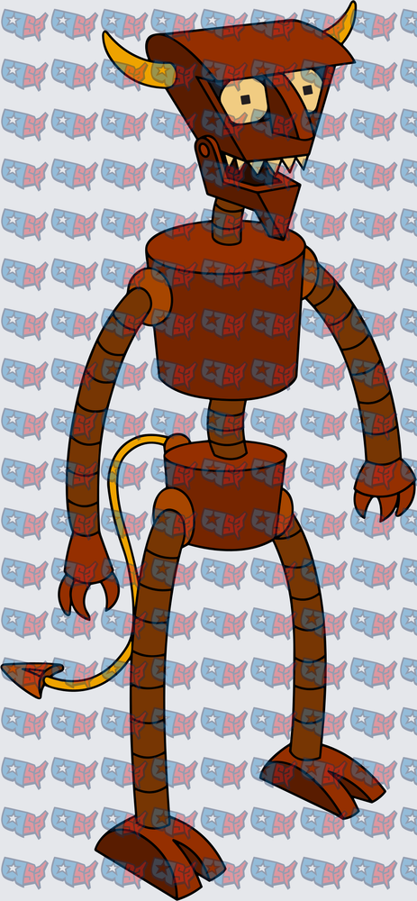 Robot Devil Character With Horns And Tail (DTF)