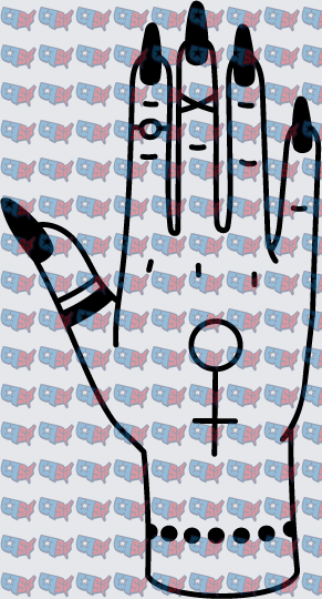 Mystical Hand With Symbols And Black Nails (DTF)