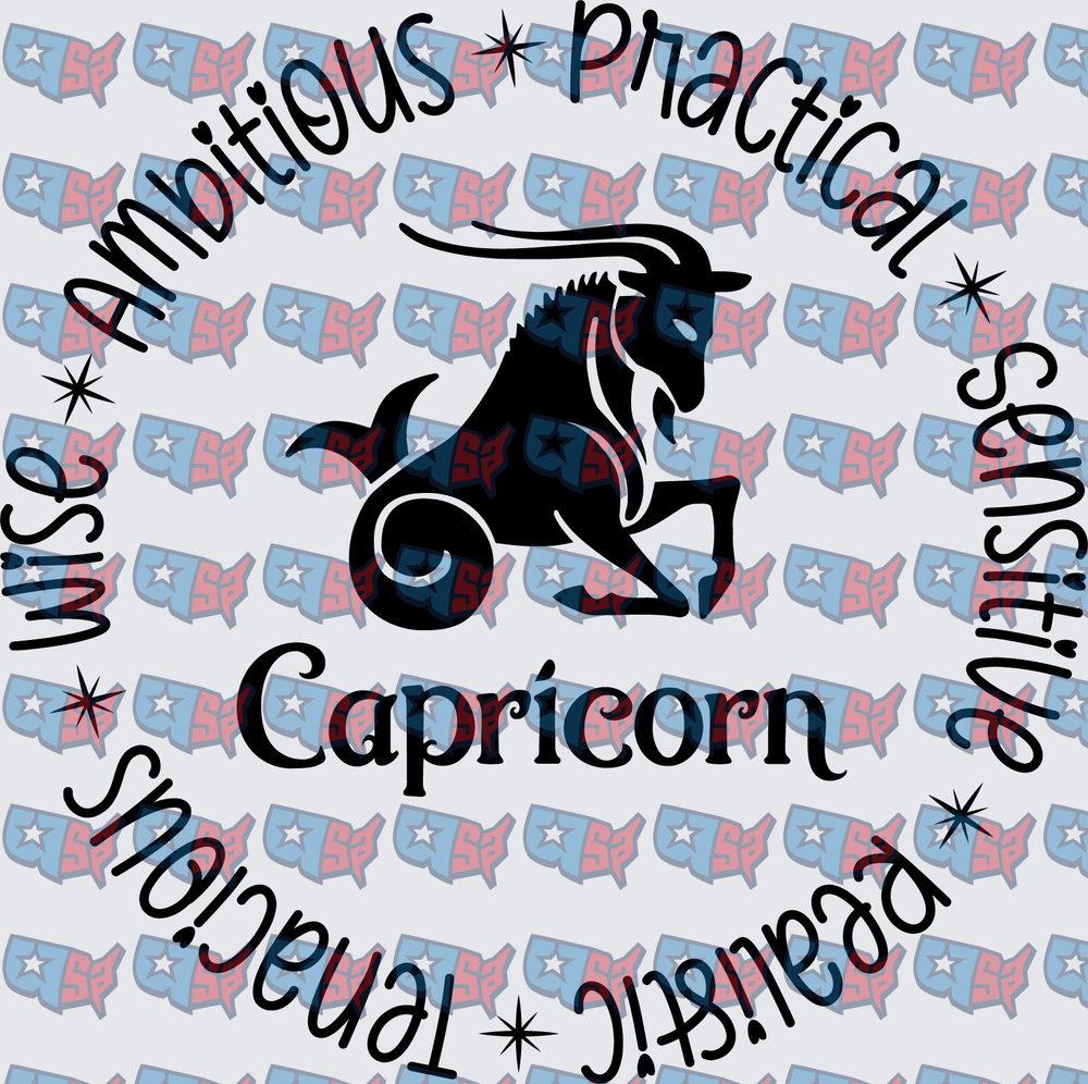 Capricorn Zodiac Goat Traits Circle Design (DTF)