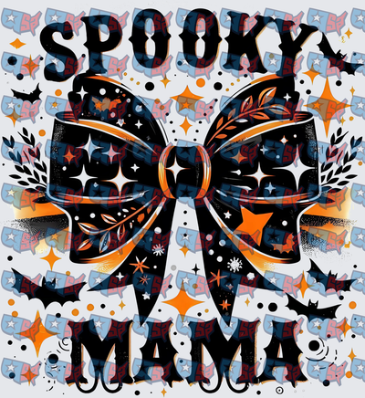 Spooky Mama Halloween Bow with Bats and Stars (DTF)