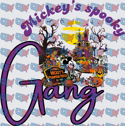 Mickey's Spooky Gang Halloween Pumpkin Patch Scene (DTF)