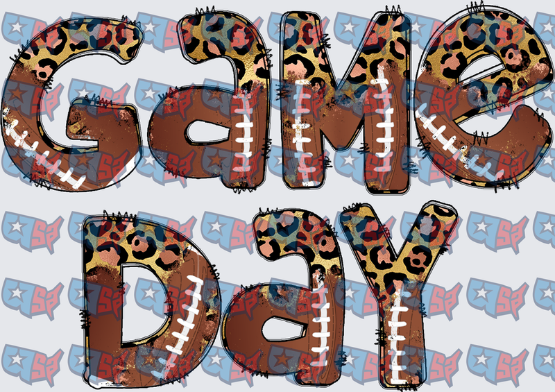 Game Day Football Leopard Print Distressed Letters (DTF)