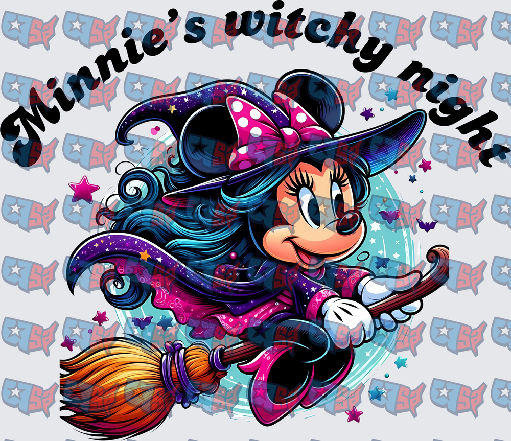 Minnie's Witchy Night Halloween Witch Broomstick (DTF)