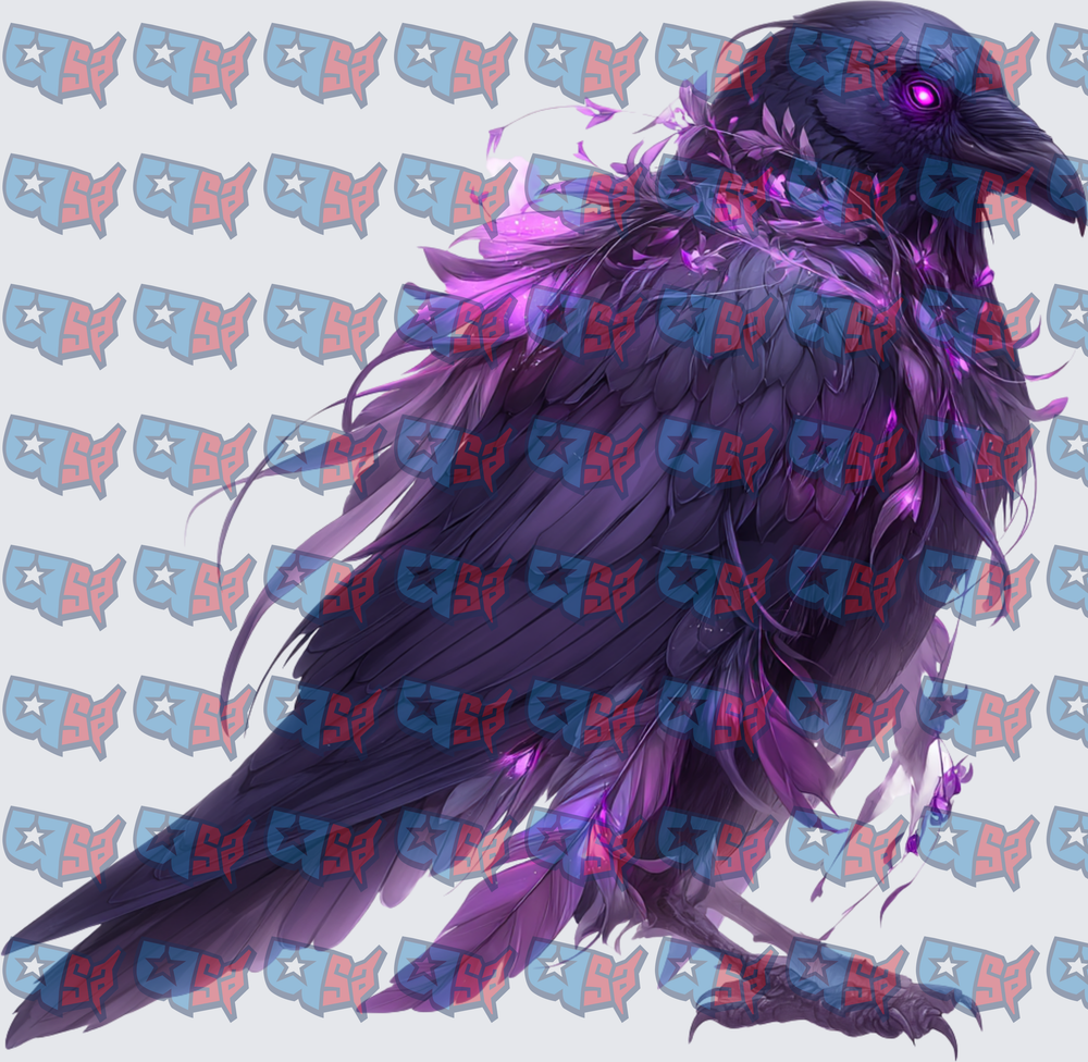 Mystical Purple Glowing Raven With Magical Floral Energy (DTF)