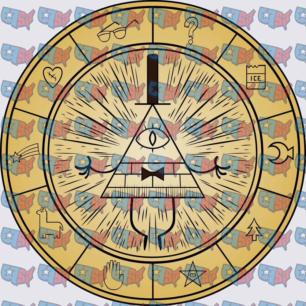 Bill Cipher Gravity Falls Cipher Wheel Symbol (DTF)