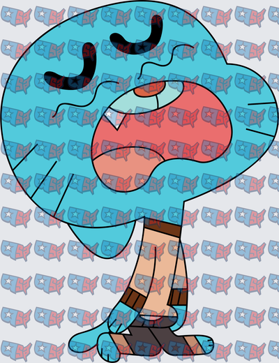 Blue Cat Crying Open Mouth Cartoon Character (DTF)