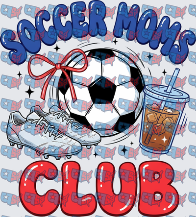 Soccer Moms Club Ball Cleats Iced Coffee Bow (DTF)