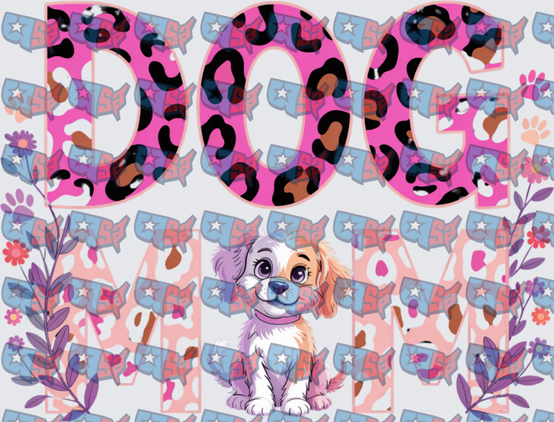Dog Mom Leopard Print Cute Puppy Floral (DTF)
