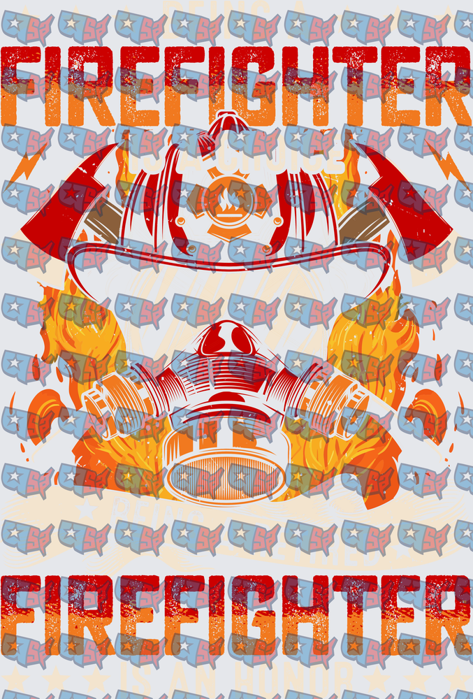 Firefighter Helmet Axes Gas Mask Flames Bold Text (DTF)