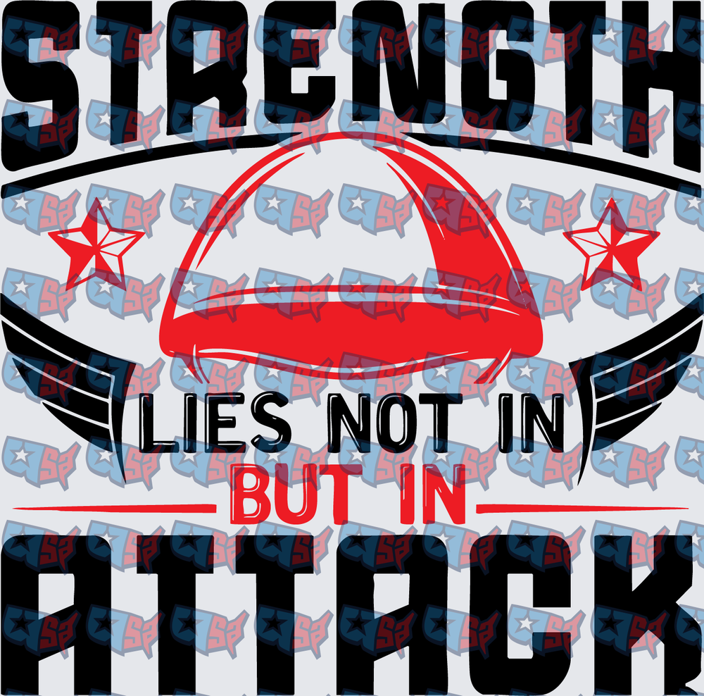 Strength Lies Not In But In Attack Football Helmet Wings Stars (DTF)