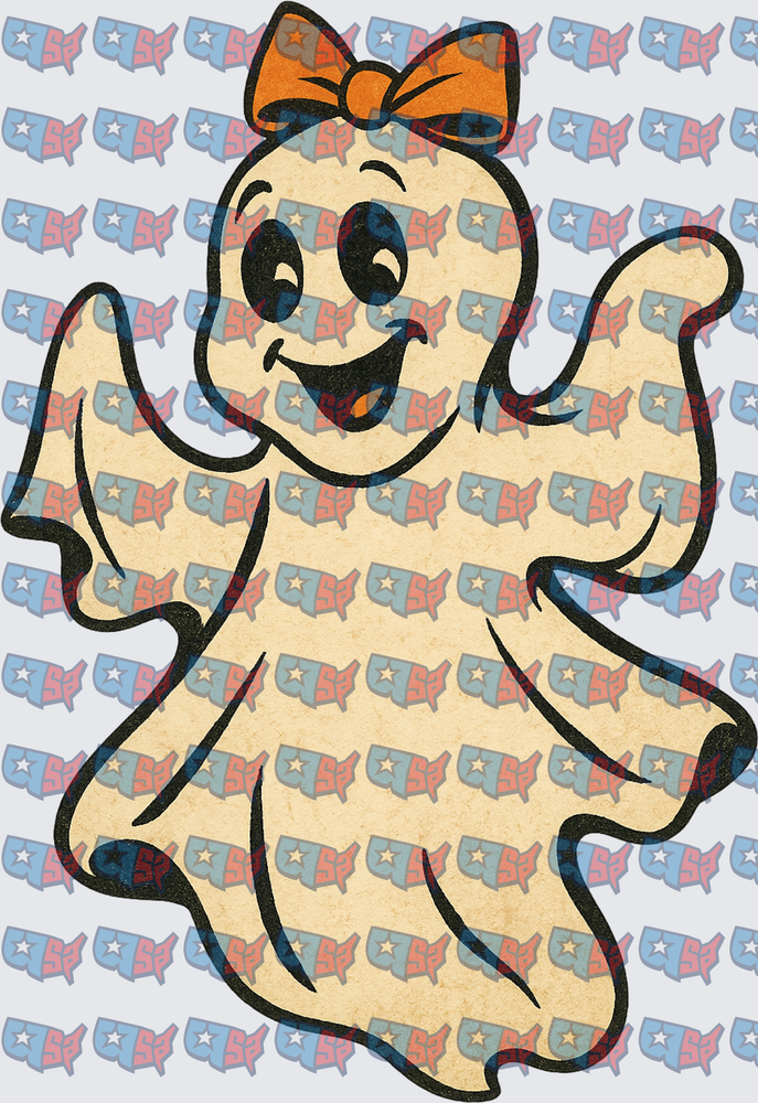 Cute Girl Ghost With Orange Hair Bow (DTF)