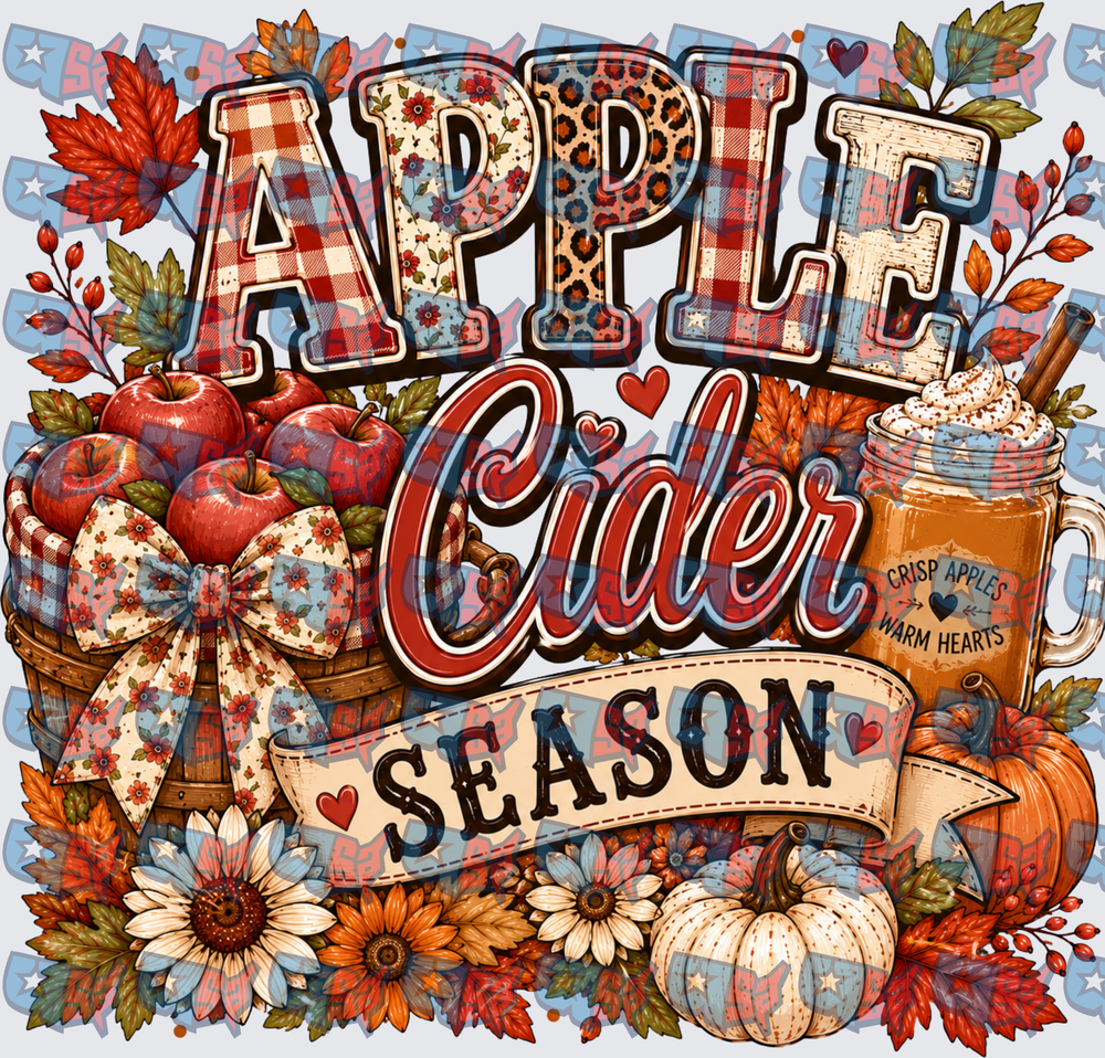 Apple Cider Season Fall Harvest Patchwork Design (DTF)