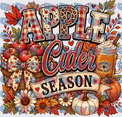 Apple Cider Season Fall Harvest Patchwork Design (DTF)