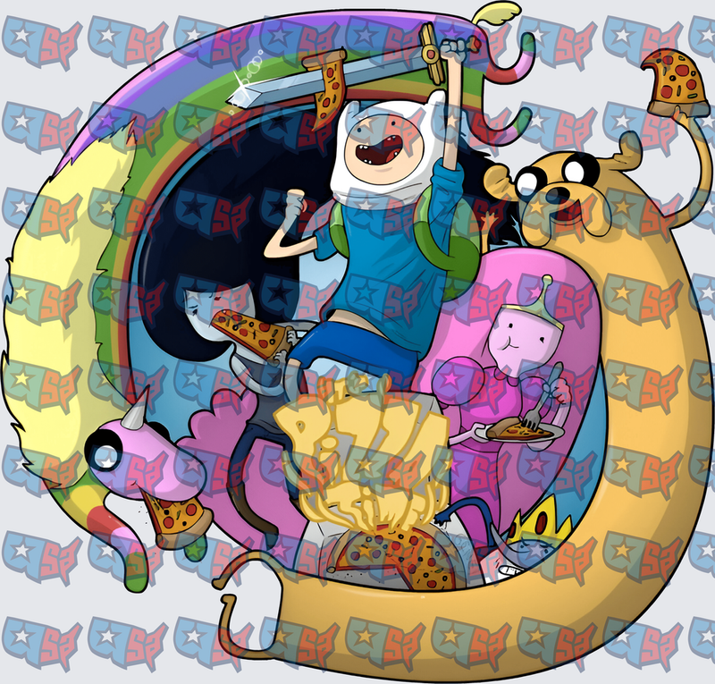 Adventure Time Characters Rainbow Pizza Party (DTF)