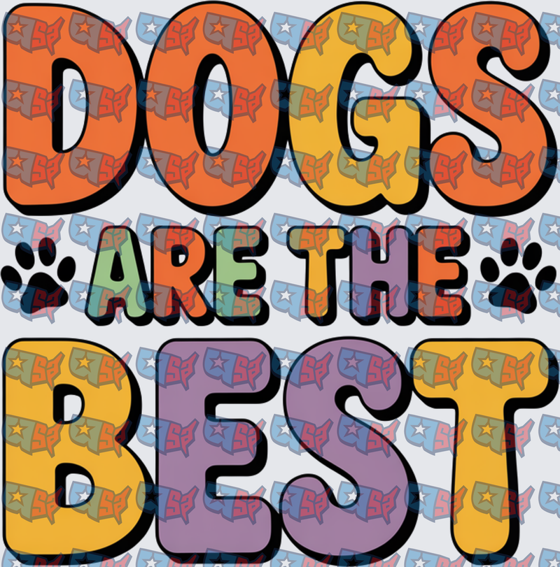 Dogs Are The Best Paw Print Bold Retro Text (DTF)