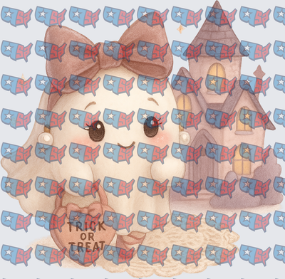 Cute Ghost Girl Trick Or Treat Haunted House (DTF)