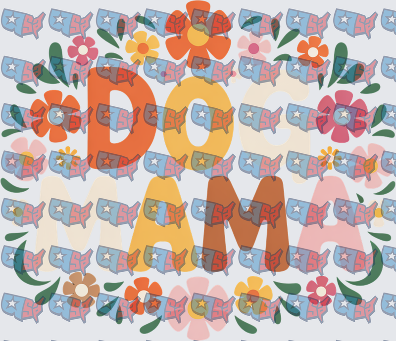 Dog Mama Retro Floral Groovy Bold Letters (DTF)