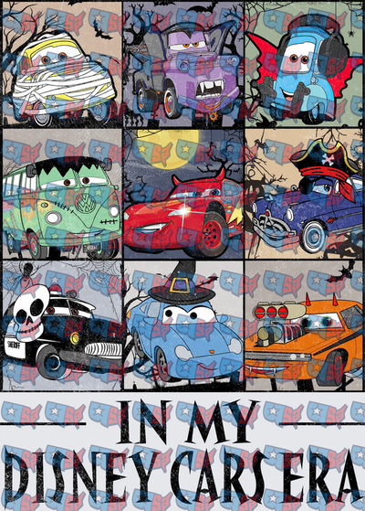 Halloween Animated Cars Characters Nine Panel Grid Era (DTF)