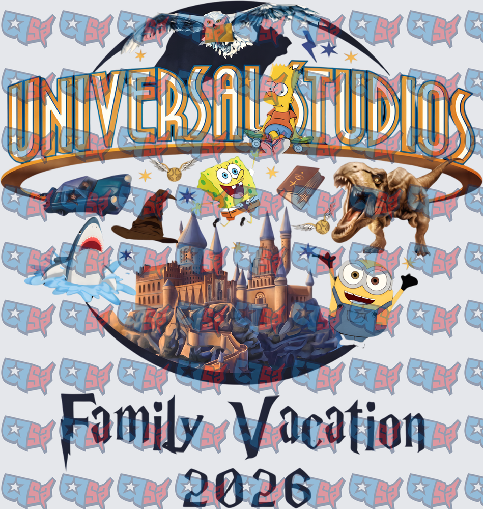 Universal Studios Family Vacation 2026 Characters Globe (DTF)