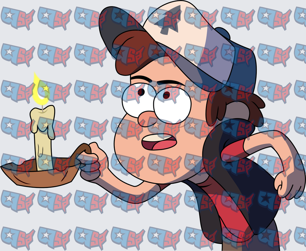 Dipper Pines Holding Candle Scared Expression (DTF)