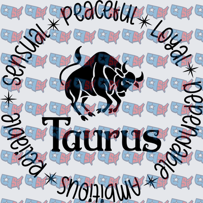 Taurus Zodiac Bull Traits Circle Design (DTF)