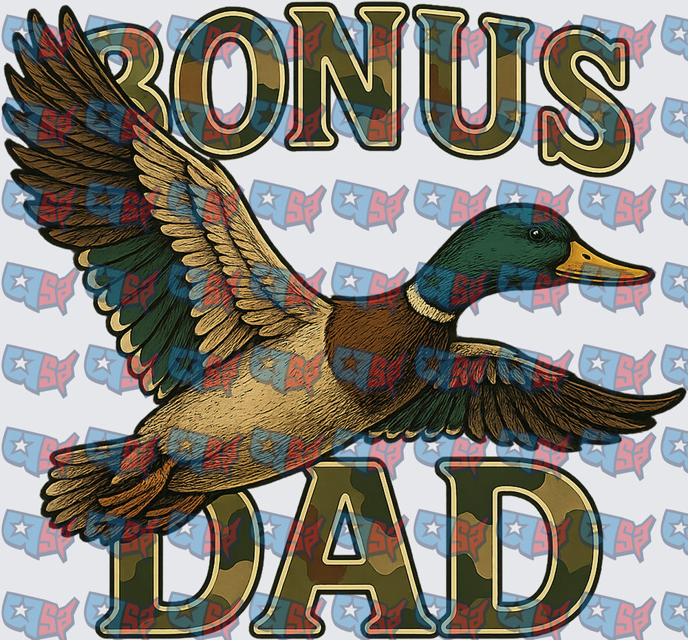 Bonus Dad Camo Mallard Duck Flying Design (DTF)