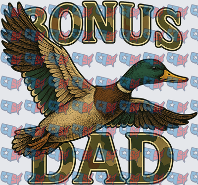 Bonus Dad Camo Mallard Duck Flying Design (DTF)