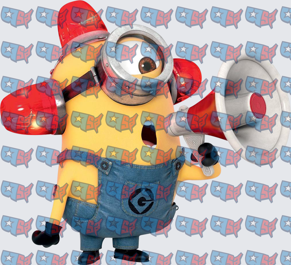Yellow Minion with Red Hat and Megaphone (DTF)
