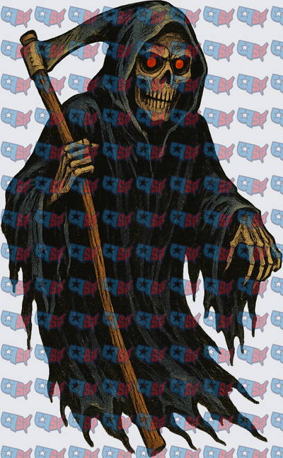 Grim Reaper Skull Red Eyes Black Robe Scythe (DTF)
