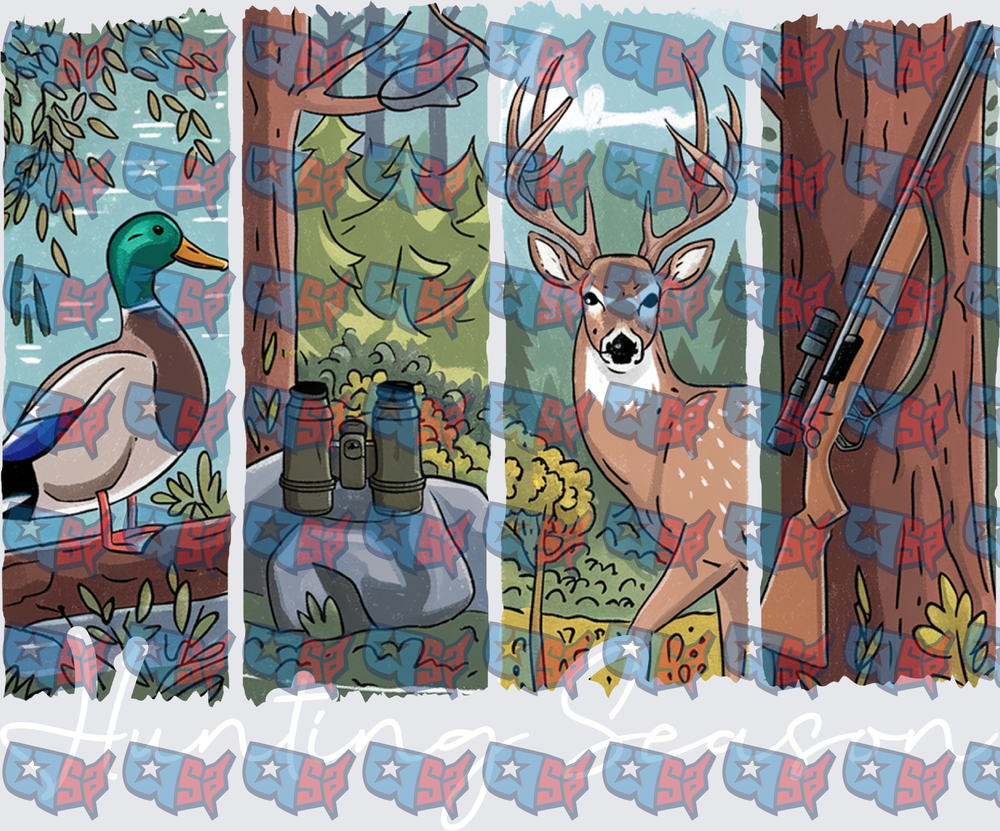 Hunting Season Mallard Duck Buck Deer Rifle Binoculars Panel (DTF)